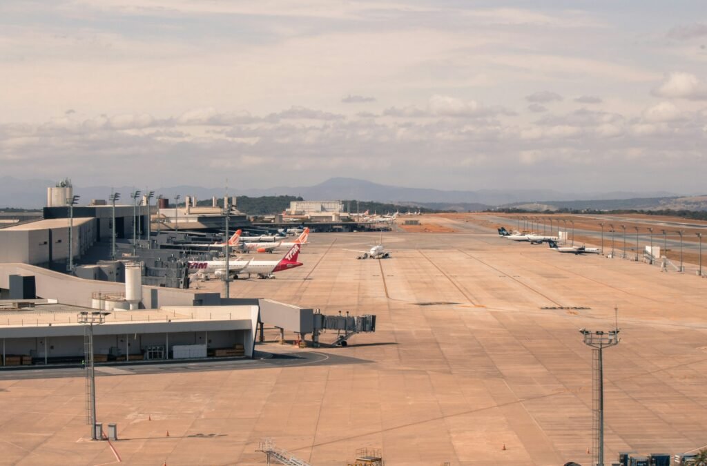 Several aircraft parked at an airport